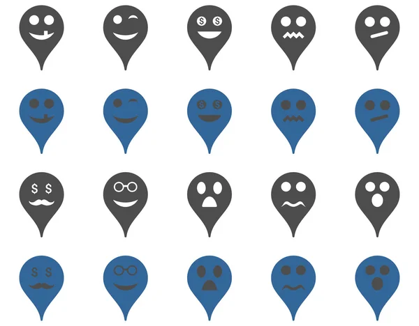 Ícones de marcador de mapa de emoção . — Fotografia de Stock