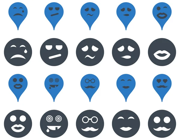 Smiles, map markers icons — Stock Photo, Image