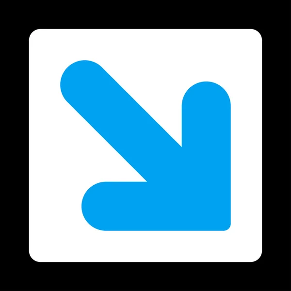 Seta para baixo direito plana azul e branco cores arredondadas botão — Fotografia de Stock