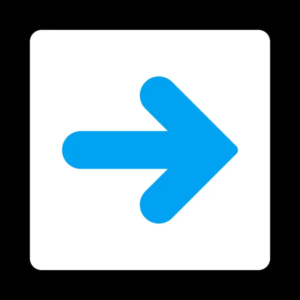 Ok sağ düz mavi ve beyaz renkler düğmesini yuvarlak — Stok fotoğraf