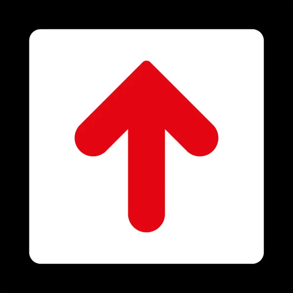 箭头向上的平面红色和白色圆形按钮 — 图库照片