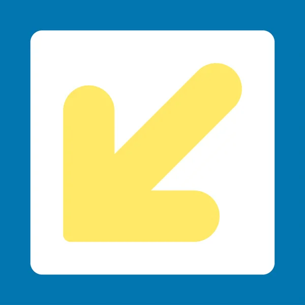 Βέλος προς τα κάτω αριστερό επίπεδη κίτρινα και λευκά χρώματα και στρογγυλεμένες κουμπί — Φωτογραφία Αρχείου