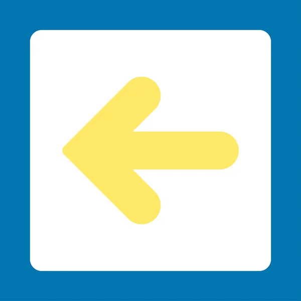 Pijl links plat gele en witte kleuren afgerond knop — Stockfoto