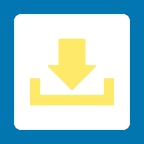 Download knop plat gele en witte kleuren afgerond — Stockfoto