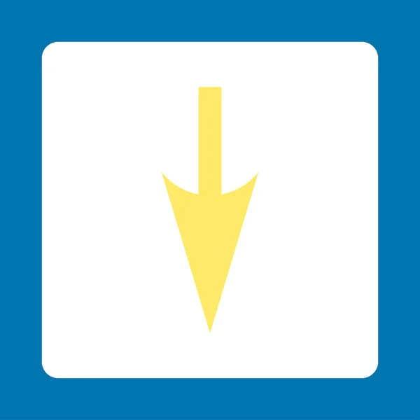 Кнопка Sharp Down Arrow плоского желтого и белого цветов — стоковое фото