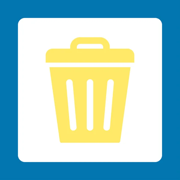 Trash Can flat yellow and white colors rounded button — Stock Photo, Image