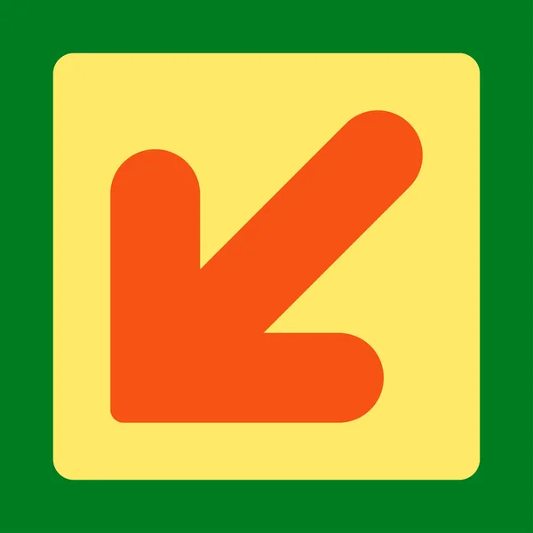 तीर नीचे बाएं फ्लैट ऑरेंज और पीले रंग गोल बटन — स्टॉक फ़ोटो, इमेज