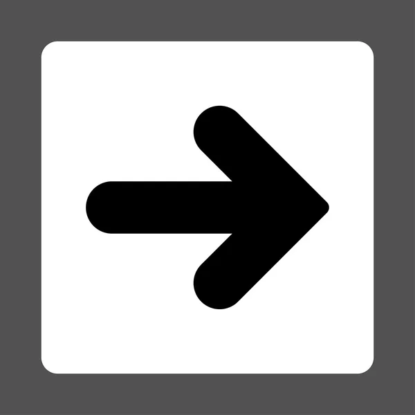 Strzałka w prawo płaskie czarno-białych kolory, zaokrąglone przycisk — Zdjęcie stockowe