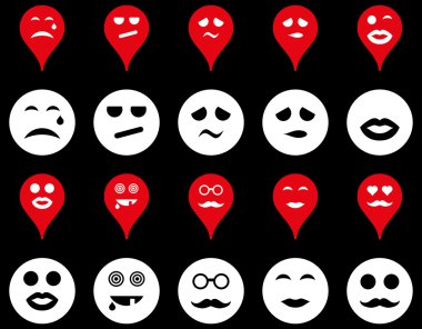 Gülümsüyor, harita işaretleri simgeler