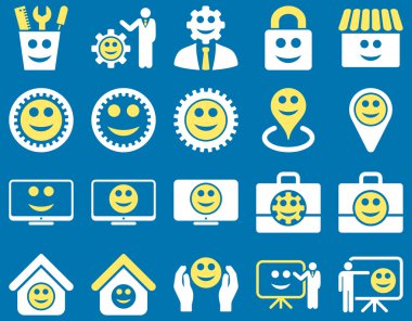 Araçlar, Dişliler, gülümsüyor, yönetim simgeleri.