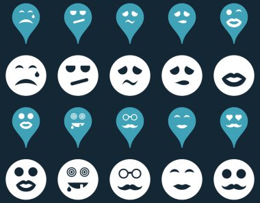 Gülümsüyor, harita işaretleri simgeler