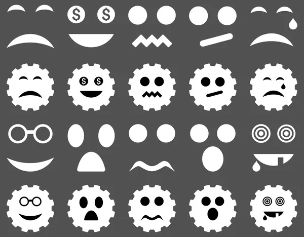 Hulpmiddel, vistuig, glimlach, emotie iconen — Stockvector