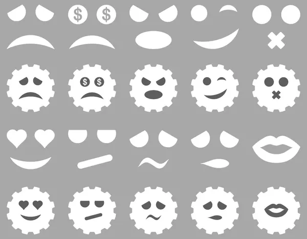Tool, gear, smile, emotion icons — Stock Vector