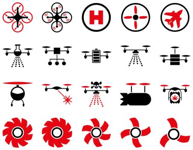 Hava uçak ve quadcopter aracı simgeler
