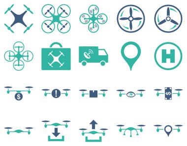 Hava uçak ve quadcopter aracı simgeler