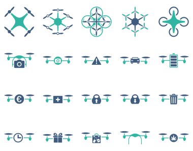 Hava uçak ve quadcopter aracı simgeler