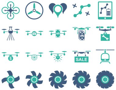 Hava uçak ve quadcopter aracı simgeler