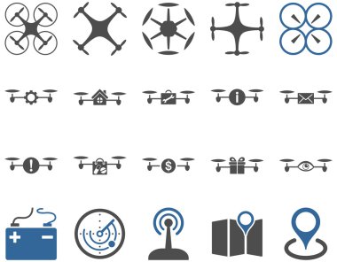Hava uçak ve quadcopter aracı simgeler