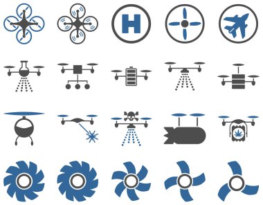Hava uçak ve quadcopter aracı simgeler