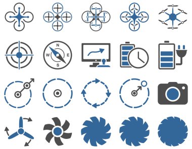 Hava uçak ve quadcopter aracı simgeler