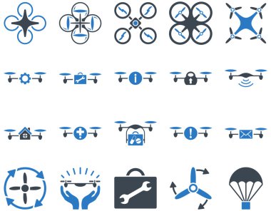 Hava uçak ve quadcopter aracı simgeler