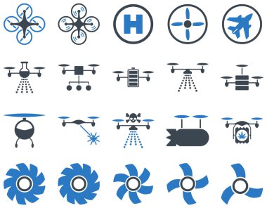 Hava uçak ve quadcopter aracı simgeler