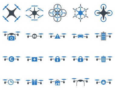 Hava uçak ve quadcopter aracı simgeler