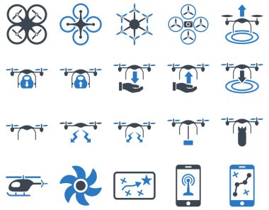 Hava uçak ve quadcopter aracı simgeler