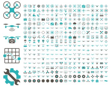 Hava uçağı ve quadcopter araçları simgeler