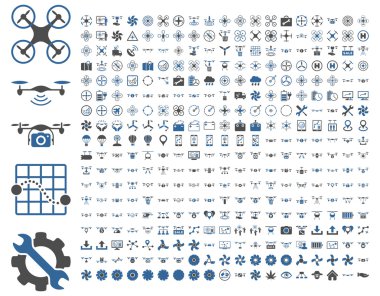 Hava uçağı ve quadcopter araçları simgeler