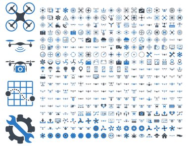 Hava uçağı ve quadcopter araçları simgeler