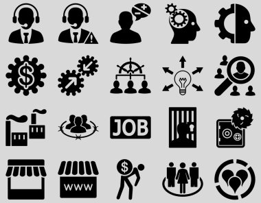 İş, hizmet, yönetim simgeleri.