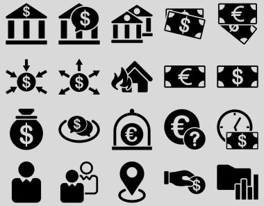 Banka hizmet ve ticaret iş Icon set.