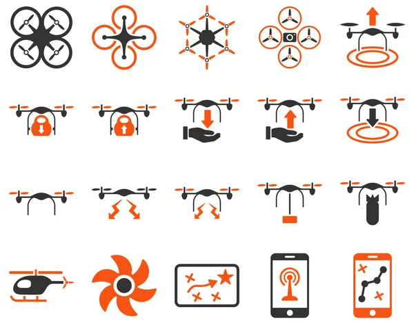 Iconos de herramientas de dron de aire y quadcopter — Foto de Stock