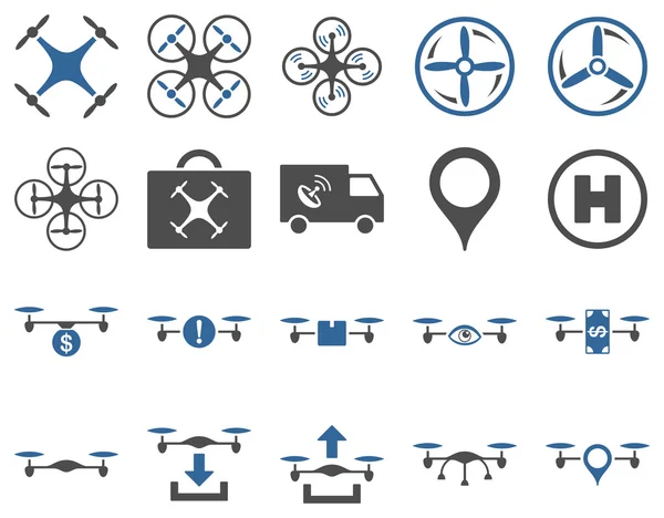 Air drone e icone strumento quadricottero — Foto Stock