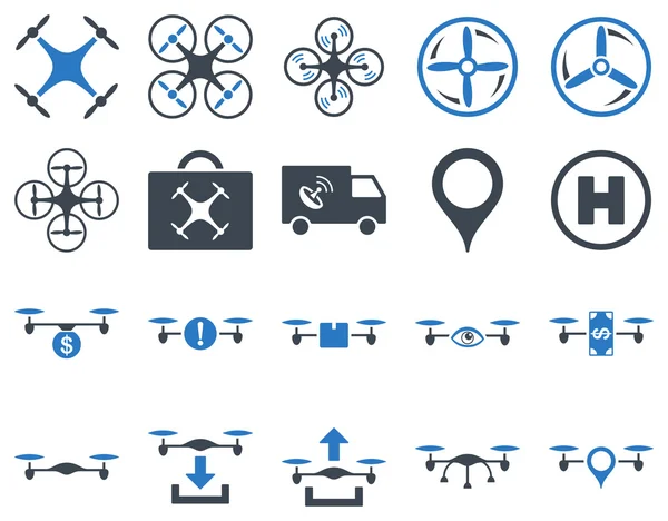 Air drone e icone strumento quadricottero — Foto Stock