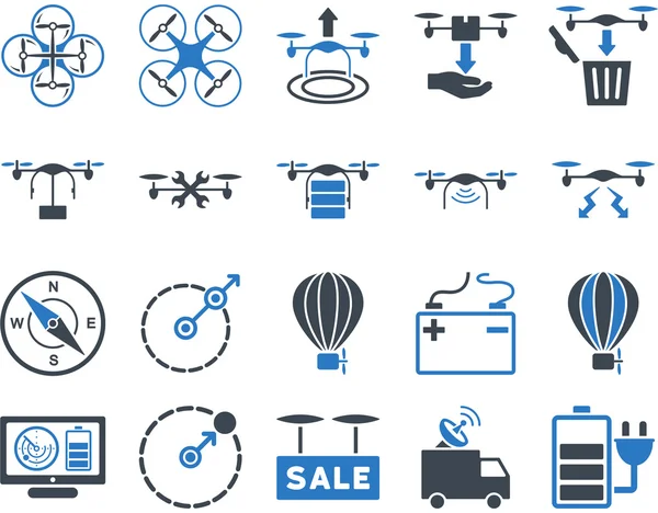 Iconos de herramientas de dron de aire y quadcopter — Foto de Stock