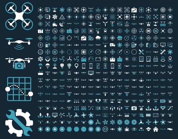 Flyg drönare och quadcopter verktyg ikoner — Stockfoto