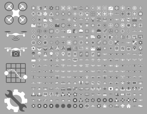 空中无人机和四管工具图标 — 图库照片