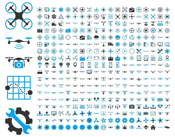 Hava uçağı ve quadcopter araçları simgeler