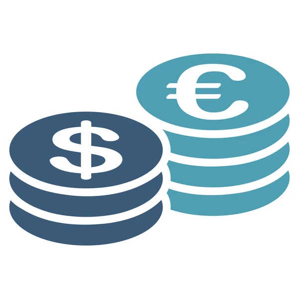Moedas dólar ícone de euro — Fotografia de Stock