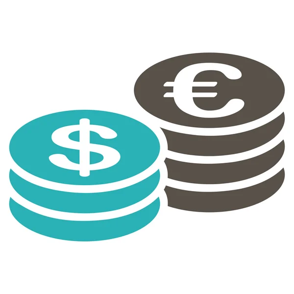 Monet Dolar euro ikona — Zdjęcie stockowe