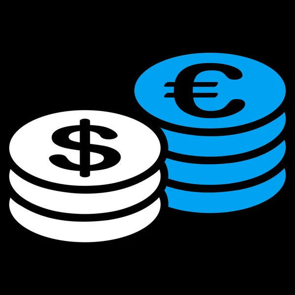 Moedas dólar ícone de euro — Vetor de Stock