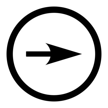 Ok ekseni X düz siyah yuvarlak renkli raster simgesi