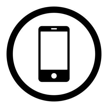 Smartphone düz siyah yuvarlak renkli raster simgesi