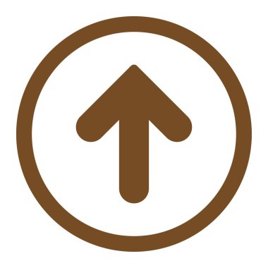 Ok yukarı yuvarlak düz kahverengi renk raster simgesi