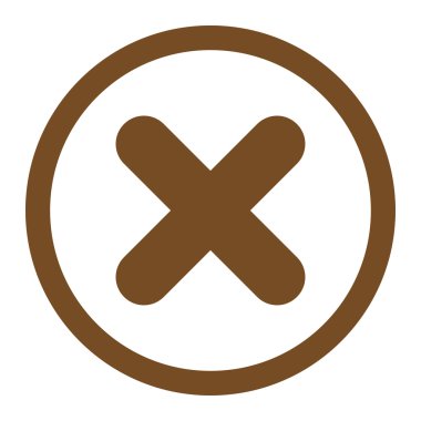 Düz kahverengi renk yuvarlak raster simgesi iptal