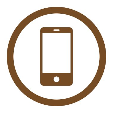 Smartphone yuvarlak düz kahverengi renk raster simgesi