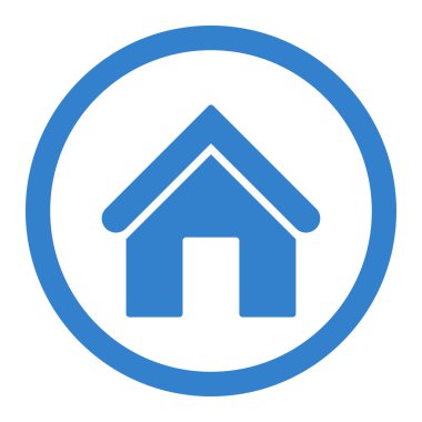 Ev düz kobalt yuvarlak renkli raster simgesi