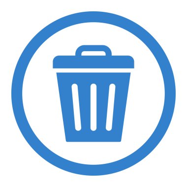 Çöp Can düz kobalt yuvarlak renkli raster simgesi